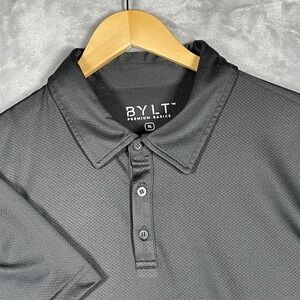 BYLT Premium Basics Mens XL Black Textured Performance Golf Polo Shirt Short Slv